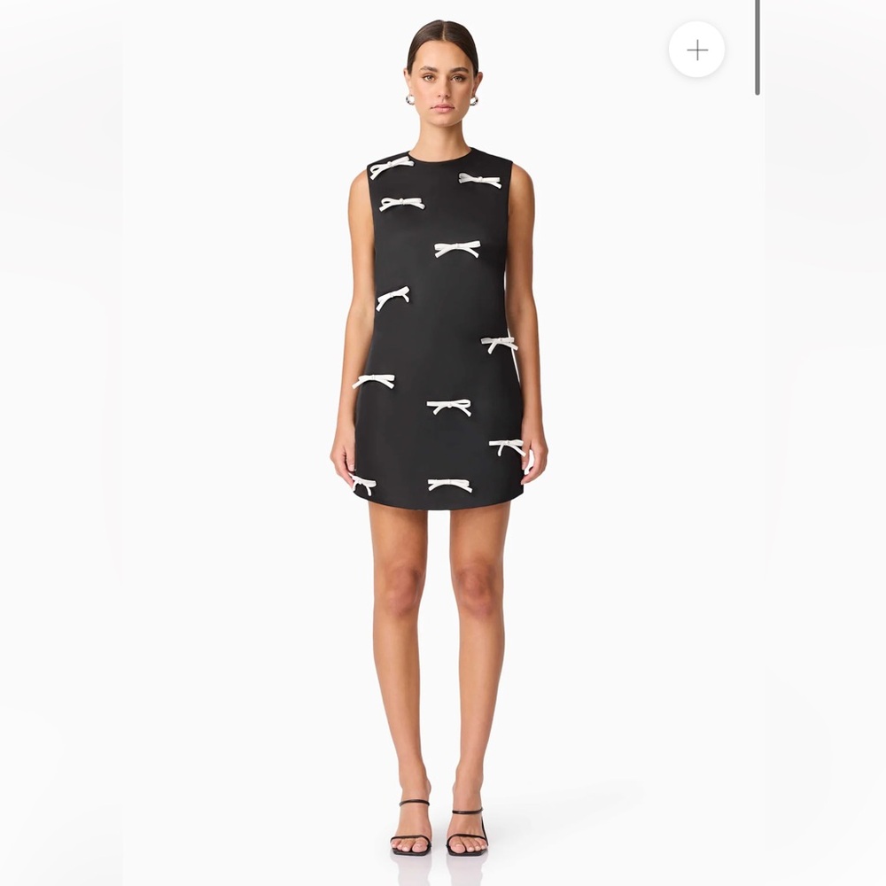 elliatt ursula black & white all over 3d mini bows shift mini dress size medium